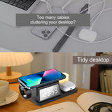 INSMART Alarm Clock with Wireless Charger,6 in 1 Wireless Charging Station, Magnetic Charger with Night Light Bedside Clock for iPhone,Apple Watch,Airpods