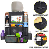 Pecham 2PCS Car Backseat Organizer, Waterproof Car Seat Organizer with 10" Table Holder, 10 Pockets Backseat Organizer Protector Kick Mats, Car Accessories for Men/Women