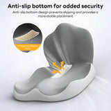 IBTORO Ergonomic Seat Cushion with Lumbar Support – 2-in-1 Memory Foam Chair Pad for Posture Support & Comfort, Non-Slip Design for Office, Car, Wheelchair – 11.81" W x 16.54" D x 17.72" H