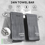 INSMART 7 PCS Bathroom Hardware Set,Silver Stainless Steel Bathroom Tower Rack Set Wall Mounted,Includ Towel Bar, Towel Ring Towel Hook and Toilet Paper Holder