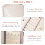 INSMART Jewelry Box, 3 Layer Leather Jewelry Organizer Boxes for Women Girls, Multi-Function Holder Drawers with Mirror, Jewelry Storage Case for Rings Earrings Necklaces Bracelets