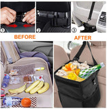 Pecham Car Trash Can with Lid, 3 Gallons Leak-Proof Hanging Garbage Bag Organizer, Waterproof Auto Storage Container, Oxford Cloth Trash Bin for Car