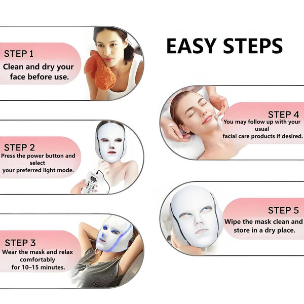 INSMART LED Face & Neck Mask, 7-Color Light Beauty Device for Relaxing