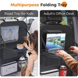 Pecham 2PCS Car Back Seat Tray Organizer, Foldable Table Tray Seat Back Protectors Kick Mats Travel Accessories, Backseat Storage Protector Kids Travel Accessories