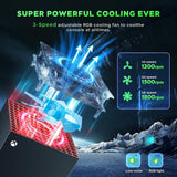 Pecham Cooling Fan Charging Station Fit for Xbox Series X Console, Dual Controller Charging Dock & Cooler System Stand with 2 x 1400mAh Rechargeable Battery, 9 Light Modes, USB Ports, Game Disc Slots
