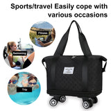 INSMART Expandable Rolling Travel Bag,With 360°Detachable Wheels,Waterproof Foldable Luggage Bag for Gym, Camping,Storage,36L-55L,Black
