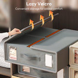 INSMART 8 Pack Bed Sheet Organizers and Storage with Window,Gray Linen Foldable Storage Boxes,Breathable & Stackable for Closet Bedding Blankets