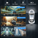 Pecham 10.26" Wireless Apple Carplay with Bluetooth, 4K 1080p Dual Dash Camera Front and Rear, Portable Car Stereo GPS Navigation with Car Audio, Airplay, Mirror Link, 64GB TF Card