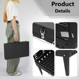 Pecham Portable Charcoal Grill, 17.3”x10.6”x18.1“Foldable Stainless Steel BBQ Grill Kit, Mini Tabletop Grill for Outdoor Camping, Patio and Picnic - Black