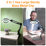 INSMART 10X Magnifying Lamp with Light – 5 Color Modes,72 LEDs,Adjustable Brightness,Hands-Free Desk Lamp for Reading,Soldering,Crafts,Nail Art,Jewelry Making (Black,Heavy-Duty Base)