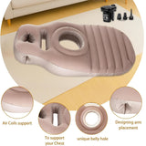 Pecham Inflatable Pregnancy Pillow with Electric Air Pump, Full Body Maternity Comfortable Airbed with Hole for Stomach Sleeping, Back Pain & Hip Pressure Relief - Brown