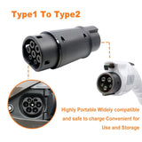Pecham 16A/32A EV Charger Converter, EVSE Adapter Type1 J1772 to Type2 Electric Vehicle Charging Adapter Socket Plug