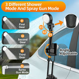 INSMART Camping Shower, Portable Outdoor Shower with LED Lights & Foldable Bucket & Spry Gun Head, 6000mAh Rechargeable Camp Shower Pump for Beach, Hiking, Pet Cleaning, Car Washing, Surf