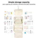 INSMART 4 Folding Toiletry Bag for Women & Men - Hanging Travel Organizer with 4 Compartments,Water-Resistant Cosmetic Bag,Compact for Shampoo,Makeup,Essentials(White)