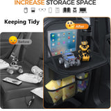 Pecham 2PCS Car Back Seat Tray Organizer, Foldable Table Tray Seat Back Protectors Kick Mats Travel Accessories, Backseat Storage Protector Kids Travel Accessories