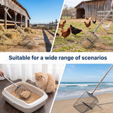 INSMART Chicken Poop Scooper, 3-in-1 Metal Chicken Coop Rake With Adjustable Stainless Steel Handle, Scooper Litter & Sifting Shovel for Chicken Coops Cleaning