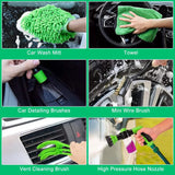 Pecham Car Detailing Brush Set,20PCS Drill Brush Set,Car Interior Detailing Kit & Car Wash Kit with Boar Hair Detail Brush and Cleaning Gel for Wheel,Dashboard,Air Vent,Leather and Exterior