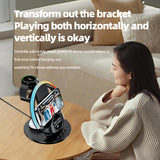 INSMART Wireless Charger,6-in-1 Wireless Magnetic Charging Station with Digital Clock, Alarm, Phone Stand & Colorful Mood Light,Compatible with iPhone,Samsung, AirPods,Apple Watch (Black)