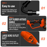 Pecham Cordless Leaf Blower 21V, 320CFM 150MPH High Speed Foldable Air Leaf Cleaner, Electric Leaf Blower with 3000mAh Battery for Lawn Care, Garden, Patio, Home, Yards