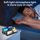 INSMART Alarm Clock with Wireless Charger,6 in 1 Wireless Charging Station, Magnetic Charger with Night Light Bedside Clock for iPhone,Apple Watch,Airpods