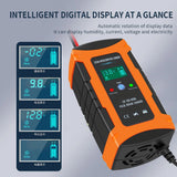 Pecham 12V Car Battery Charger, Digital Battery Trickle Charger with LCD Display, Temperature Compensation for Car Truck Motorcycle Lawn Mower Marine