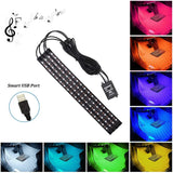 Pecham Multi-Color Car Interior Lights, 12.6 in LED Car Interior Lights Strip with App Control, Universal RGB Bluetooth Sound-Responsive Interior Lights for Cars, SUVs