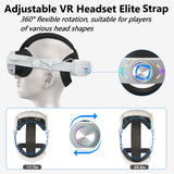 Pecham Battery Head Strap Fit for Meta/Oculus Quest 3/3S, 12000mAh RGB Lighted Head Strap for VR Accessories, Adjustable VR Headset Elite Strap for Extended Playtime, Reduce Facial Stress - White