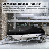 Pecham 17-19ft Waterproof Boat Cover, 210D Heavy Duty Trailerable Boat Cover for V-Hull Boat with 5 Straps, Black
