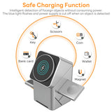 INSMART 3-in-1 Cube Wireless Charger,180° Auto-Rotate Wireless Charging Station for iPhone, iWatch, AirPods,15W Fast Magnetic Charger Stand with LED Light & Safety Protection,Silver