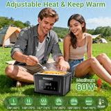 INSMART 6.3-Cup Cordless Electric Lunch Box for Adults, Heated Lunch Box for Men with Scheduled Heating, Portable Car Food Warmer with Utensils, Two-Tier Bag,Dishwasher Safe,Removable Divider（Black）