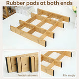 INSMART Bamboo Kitchen Organizer Drawer Dividers,Expandable(13-17 in)for Flatware Jewelry Kitchen Utensils,Gold,4Pcs