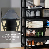 INSMART 5 Tiers Shoe Rack for Home Use with Coat Rack,Shoe Organizer Storage with Hooks Space-Saving Freestanding Shoe Shelf for Bedroom Entryway Hallway Office Black