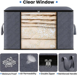 INSMART 4-Pack Clothes Storage Bags with Lid, Large Wardrobe Organizer and Storage, 60L Foldable 3-Layer Fabric Storage for Clothes, Blankets, Bedding