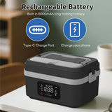 INSMART Cordless Electric Lunch Box for Adults,60W Stainless Steel Self-Heating Lunch Box,1L Portable Food Warmer with Rechargeable 8000mAh Battery & 6-Temp Control for Office,Picnic,Car&Outdoor Use