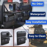 Pecham 2PCS Car Backseat Organizer with Table Tray, PU Leather Seat Back Protectors Kick Mats Travel Accessories, Backseat Storage Protector Kids Travel Accessories