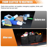 Pecham Car Trunk Organizer, Large Capacity Foldable SUV Trunk Organizer with 3 Pockets, Waterproof Car Storage Organizer for Jeep, SUV, Truck, Black