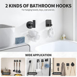 INSMART Bathroom Hardware Set,7 Pieces Wall-Mounted Bathroom Towel Rack Accessories Set,Includes 16" Towel Bar,Toilet Paper Holder,Towel Ring,Robe Hook,Matte Black & Stainless Steel