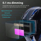 PECHAM Solar-Powered Welding Helmet Auto Darkening, Universal Welding Helmet with 4 Sensor, Sensitivity & Delay Settings for Mig Tig Arc Welder