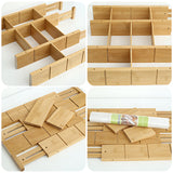 INSMART Bamboo Kitchen Organizer Drawer Dividers,Expandable(13-17 in)for Flatware Jewelry Kitchen Utensils,Gold,4Pcs
