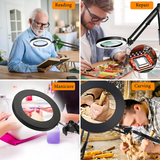 INSMART 10X Magnifying Lamp with Light – 5 Color Modes,72 LEDs,Adjustable Brightness,Hands-Free Desk Lamp for Reading,Soldering,Crafts,Nail Art,Jewelry Making (Black,Heavy-Duty Base)