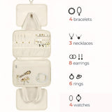 INSMART 4 Folding Toiletry Bag for Women & Men - Hanging Travel Organizer with 4 Compartments,Water-Resistant Cosmetic Bag,Compact for Shampoo,Makeup,Essentials(White)