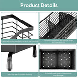 INSMART Utensil Holder for Kitchen Counter,Extra Large Metal Cooking Utensil Organizer with 4 Compartments & Metal Base for Spoons, Spatulas,and Cooking Tools（Black）