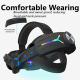 PECHAM RGB Battery Head Strap Fit for Meta/Oculus Quest 3/3S, 12000mAh Adjustable VR Headset Elite Strap for Enhanced Comfort and Play Time - Black