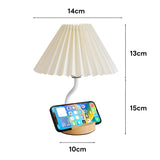 INSMART Pleated Table Lamp with Phone Holder – 3 Color Remote Control, Nightstand Lamp for Bedroom, Modern Desk Lamp with Timer & Detachable Shade, Soft Lighting for Home Office Decor