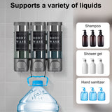 INSMART Shampoo and Conditioner Dispenser, 3 Chamber No Drill Wall-Mounted Shower Soap Dispenser, Large Capacity 900ML for Bathroom & Hotel