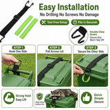 IBTORO Adjustable Trash Can Lock, No Drill Garbage Lid Strap for 32-96 Gal Outdoor Cans