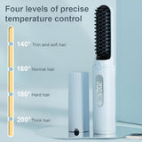 INSMART Wireless Straightening Brush with 30M Negative Ions, Rechargeable Anti-Scald Hair Straightener Brush, MCH Ceramic Heating & Portable Design for Frizz-Free Shiny Hair