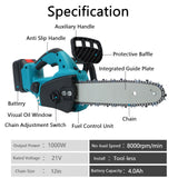 Pecham 12Inch Cordless Chainsaw, 21V 4000mAh Handheld Electric Chainsaw, Cordless Brushless Chainsaw with Auto Lubrication for Tree Pruning, Wood Cutting