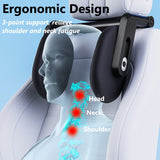 Pecham Car Headrest Pillow, 4-Way Adjustable Car Seat Headrest Pillow with Hook, Thickened Memory Foam Headrest Both Side Sleeper Neck Pillow for Kids Adults, Travel Car Sleeping