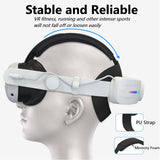 Pecham Battery Head Strap Fit for Meta/Oculus Quest 3/3S, 12000mAh RGB Lighted Head Strap for VR Accessories, Adjustable VR Headset Elite Strap for Extended Playtime, Reduce Facial Stress - White